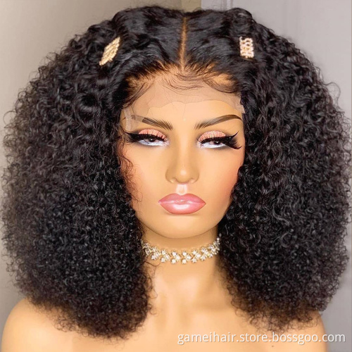Afro Kinky Curly Raw Brazilian Virgin Human Hair Lace Frontal Closure Hd Transparent 360 Full Lace Front Natural Human Hair Wig